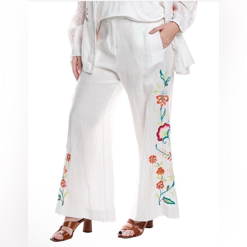 Johnny Was new 100% Linen Wide Leg cullotes  pants 3X resort boho vacation